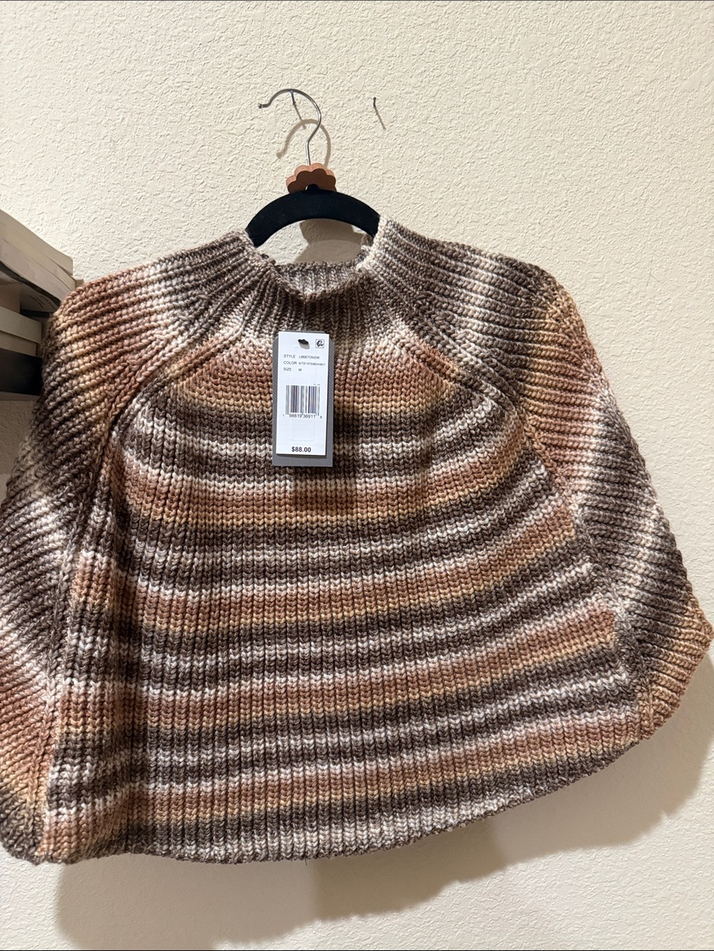 Wit & Wisdom Striped Cape NWT  - Brown Cream Tan
